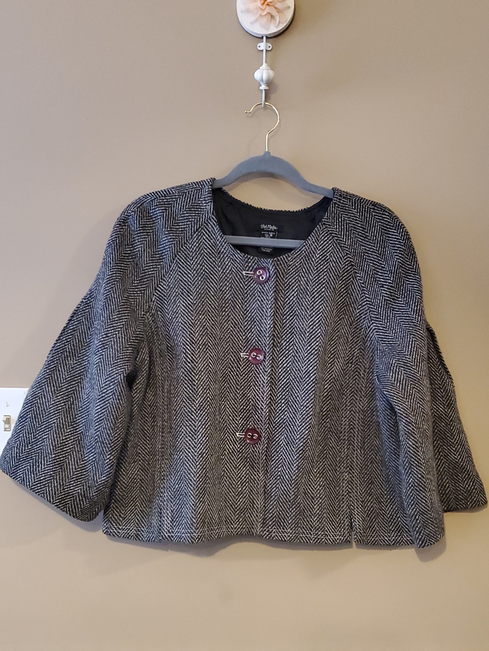 Bob Mackie Herringbone Blazer Coat Size 16 - Picture 2 of 10